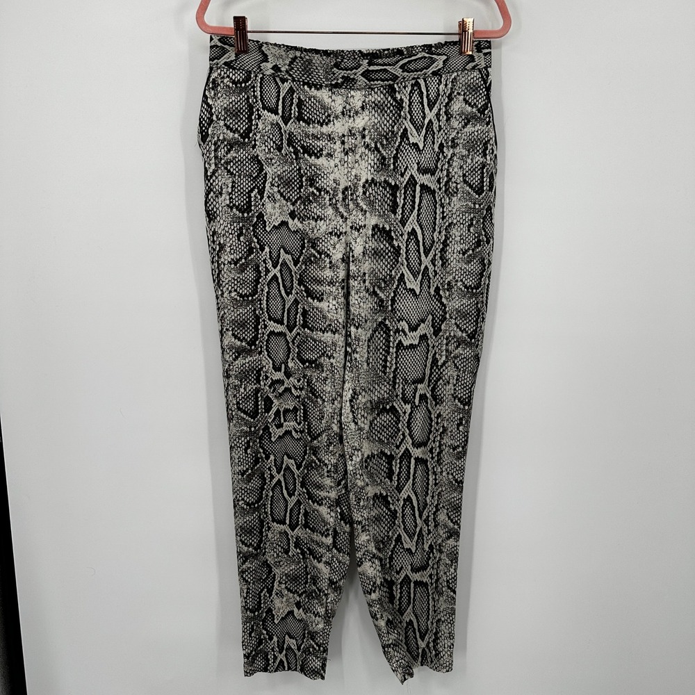 New ZARA Womens Snakeskin Print High Waisted Silky Pants Jogger Size Large - Picture 5 of 11